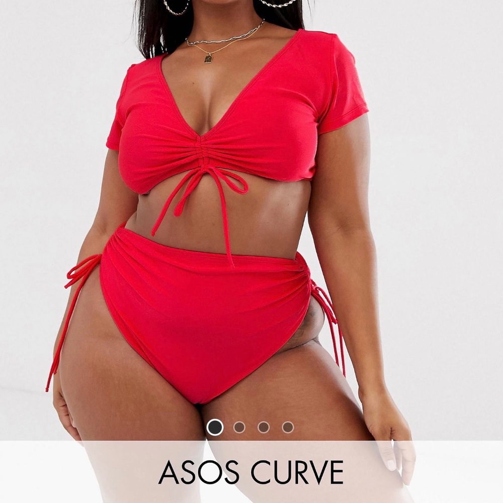 ASOS CURVE ruched plunge bikini top and bottom